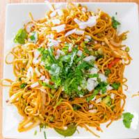  Chow Mein · Noodles fried with  and onion, green, red or yellow pepper with chili sauce.