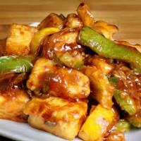 Paneer Chili · Deep fried Paneer with onion, green, red or yellow pepper.