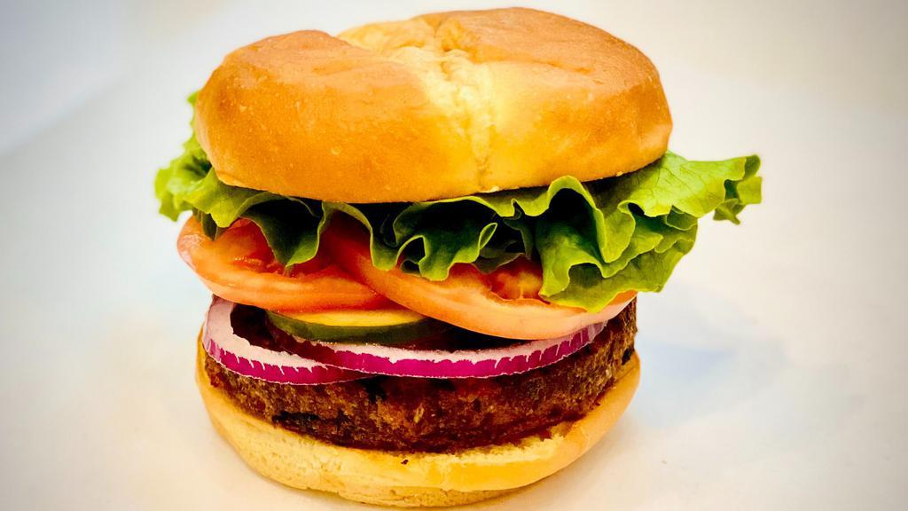 Byo Vegan Veggie Burger · Choose your meat, bun, cheese, sauce, and extras!