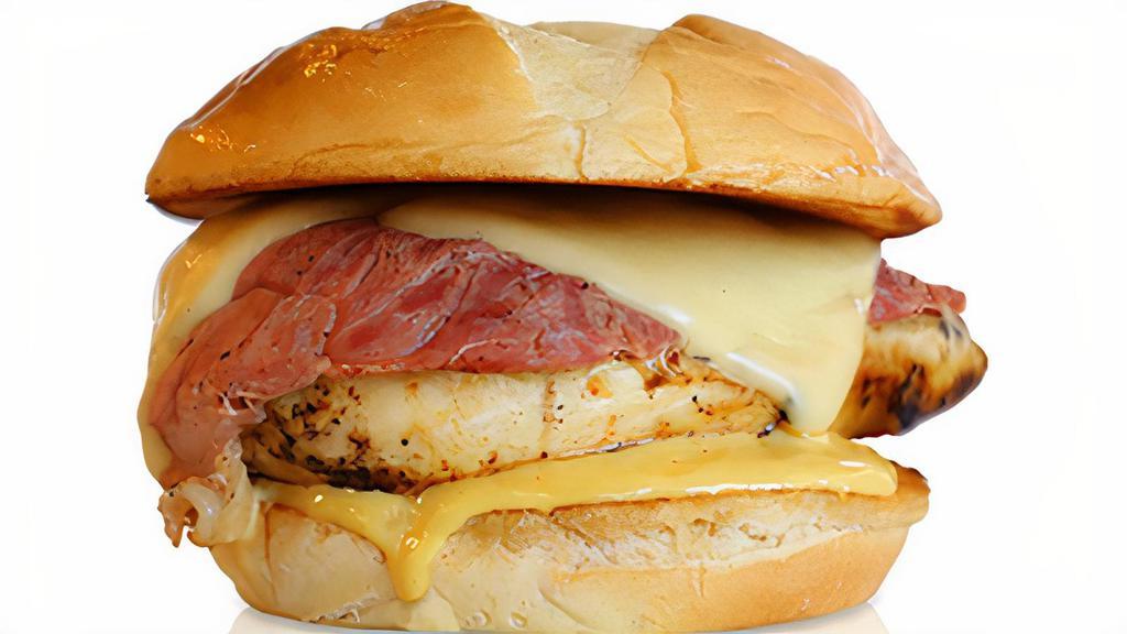 Chicken Cordon Bleu · Chicken Sandwich with Ham, Swiss Cheese, Honey Mustard