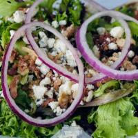 Punch House Salad · Mixed Greens, Red Onion, Bacon, Blue Cheese Crumbles