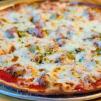 Gf Angry Italian Pizza · Spicy Giardiniera, Spicy Soppressata Salami, Crushed Red Pepper, Italian Sausage, Mozzarella