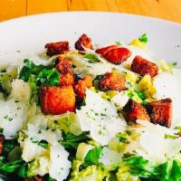 Gf Caesar Salad · Chopped romaine, shaved Parmesan, and creamy Caesar dressing.  (Note: Dressing comes on the ...