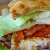 Chicken Sub · Chicken, Provolone Cheese, Lettuce, Tomato - . (Mayo packets available) -     . (GF: Gluten ...