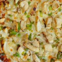 Chicken Bbq · BBQ Sauce Base, Wisconsin Cheese, Chicken, Onion and Green Peppers