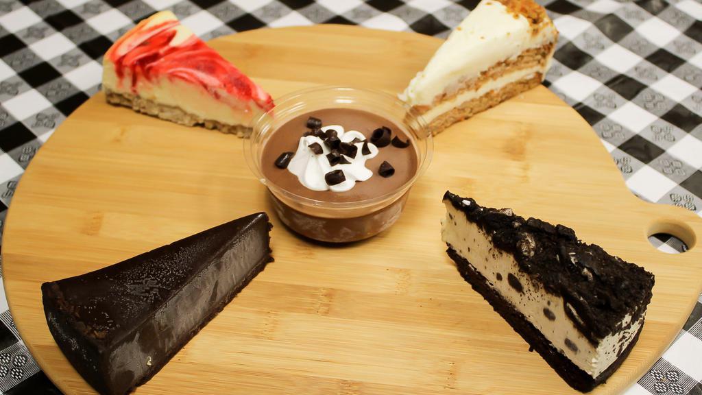 Cake · Selection of Cheesecakes and Cakes - Strawberry Swirl, Oreo, Carrot Cake, Chocolate, Mousse - GF Options