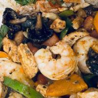 Shrimp Ghallaba · Sauteed with vegetables.