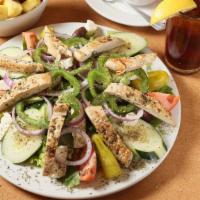 Athenian Salad With Chicken · Grecian Chicken Breast, feta cheese, pepperoncini, red onions, green peppers, tomatoes and c...