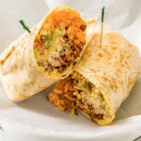 Burritos California · Steak burrito stuffed with fresh guacamole, pico de gallo,rice and sour cream.