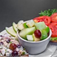 Chicken Salad Sandwich · Housemade chicken salad with walnuts and raisins served on ciabatta bread.