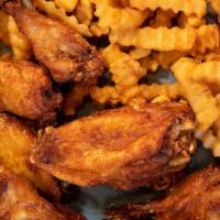 Chicken Wings (9) · Hot or Mild served with French fries