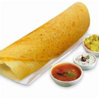 The Ghee Dosa · Exquisite Thin Crepes Made From Rice & Lentil topped with ghee. Served with Sambar & Chutney...