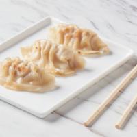 Potstickers · Stuffed with pork and mixed vegetables, a popular appetizer. 100 cal./290 cal.