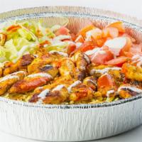 Chicken Over Rice · Own style plate comes with grilled chicken, tomatoes, lettuce, and famous white and fire sau...