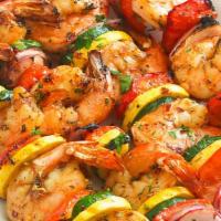 Shrimp Kabob · 2 skewers of shrimp Served with grilled vegetables.