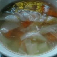 #16. Chicken Or Vegetable Tohm Yum · Chicken or vegetable soup with straw mushrooms, seasoned with lemon grass, lime juice, and h...