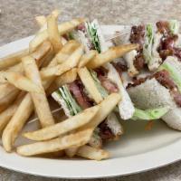 Blt Club Sandwich · Bacon, lettuce, tomato, layered between 3 pieces of bread.