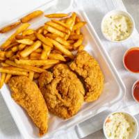 Chicken Tenders · All chicken tender dinners served with fries coleslaw and bread.