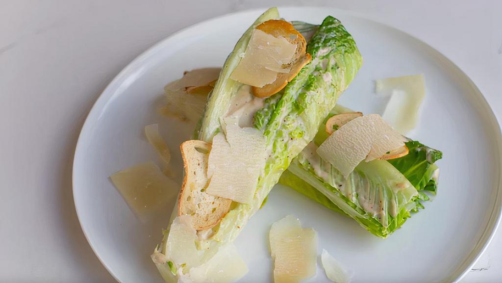 Romaine Caesar Salad · Romaine heart, house-made caesar dressing, croutons, and Parmigiano Reggiano.. Allergens: dressing contains eggs