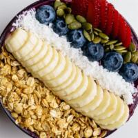 Açai Bowl · blackberries, blueberries, raspberries, banana, açaí, apple juice & almond milk smoothie bas...