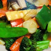 Mixed Vegetables · With white rice.