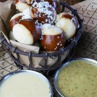 Bavarian Pretzel Bites · German rosemary mustard, Gruyere fondue [Vegetarian]