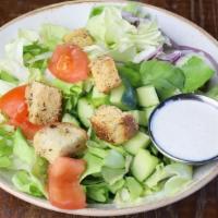 Salad - Simple · Boston lettuce, tomato, red onion, English cucumber, brioche-herb croutons, choice of dressi...