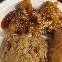 Sesame Chicken · All order with pork fried rice and egg roll.