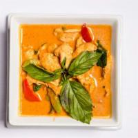 Panang Curry · Your choice of meat in panang curry and fresh Kaffir Lime leaves.