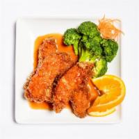 Orange Chicken · Lightly battered chicken breast deep-fried to golden crispy then gently tossed with our spec...