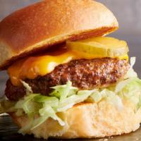 Cheeseburger Sliders · Three burger sliders topped with American cheese, lettuce and pickles. Served with a side of...