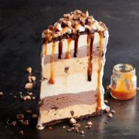 Mile High Ice Cream Pie · Chocolate brownie fudge, salted caramel, and premium vanilla bean ice cream with a fresh-bak...