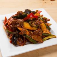Jaeyuk Bokum · Spicy stir fried pork and vegetables.