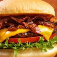 Bacon Cheeseburger 1/3Lb. · Char - broiled, Certified Black Angus beef patty served on a brioche bun with American chees...