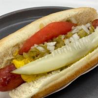 Hot Dog · Award Winning Vienna All Beef Hot Dog  with all the trimmings. Includes mustard, onions, tom...