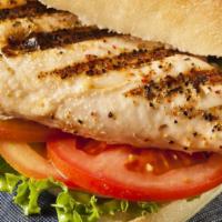 Grilled Chicken Breast Sandwich · Char-broiled, marinated tender breast of chicken on a brioche bun, with lettuce, tomato and ...