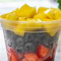 Fruit Bowl · seasonal fruit (usually strawberries, blueberries + pineapple)