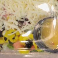 Large Antipasto · Mixed Greens, Cubed Ham, Mozzarella, Banana Peppers, Tomato, Black Olives. Ranch or Italian