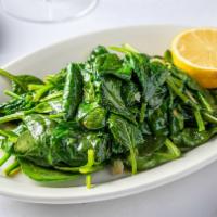 Sauteed Spinach · Fresh spinach sauteed with extra virgin olive oil and garlic.