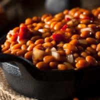 Bbq Baked Beans · Fresh baked beans with a kick of BBQ flavor.