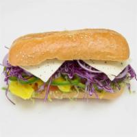 Veggie · Fresh Chopped Lettuce, Tomatoes, Onions, Swiss American Cheese, with Red Cabbage, Cucumbers,...