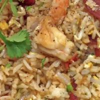 Combination Fried Rice (Chicken) · Flavorful wok fried rice with shrimp, (chicken), sausage, egg, bean sprout and other vegetab...