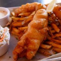 Fish & Chips · Three Cod cutlets hand breaded and fried to perfection. Served with our hand cut French frie...