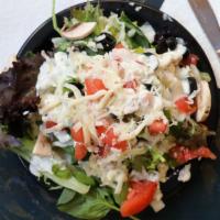 Side Garden Salad · 1/2 Garden Salad with Green Peppers, Black Olives, Mushrooms, Tomatoes, and Red Onion with R...
