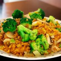 Vegetable Fried Rice · Fried rice with broccoli, bean spout, cabbage, mushroom, zucchini, soy sauce, peas, carrots,...