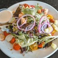 House Salad · Mixed Greens, Cherry Tomatoes, Croutons, Red Onion, Cheddar & Choice of Dressing