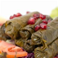 Vegetable Grape Leaves Plate · Stuffed with a tantalizing mixture of rice, tomatoes, parsley & lemon.