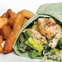 Chicken Caesar Wrap · Grilled chicken, Parmesan cheese and Buddy’s Original Caesar dressing wrapped in a spinach l...
