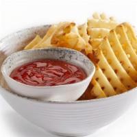 Waffle Fries · baked waffle fries with ketchup