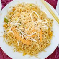 Phad Thai (Single Protein) · Thailand's national dish: stir fried rice noodles, egg, green onion, bean sprouts, crushed p...